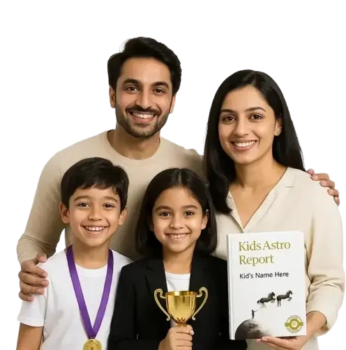 Happy family with Kids Astro Report book